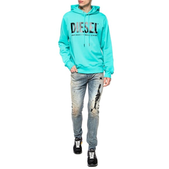 Diesel For Successful Living Hoodie Sweatshirt Sweater Mint Blue Men M NWOT - Picture 1 of 11
